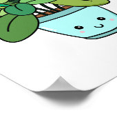 Cute Kawaii Botanische Kunstplant in Pot Poster (Hoek)