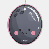 Cute Kawaii Bowling Ball Girl's Name & Year Sporty Keramisch Ornament (Links)