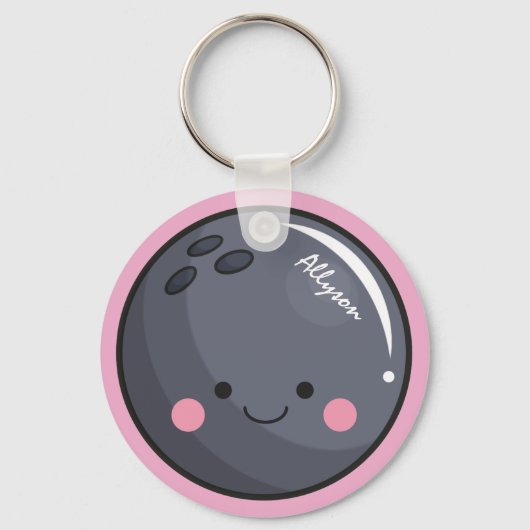 Cute Kawaii Bowling Ball Personalized Sport Thema Sleutelhanger (Voorkant)