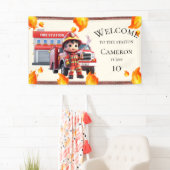 Cute Kawaii Boy Firefighter Fire Truck Party Spandoek (Insitu)