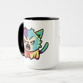 Cute Kawaii Boze Kat - Pop Art Sissende Kitten Mok (Voorkant links)