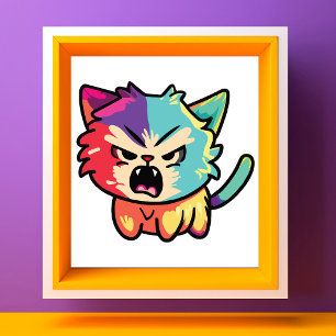 Cute Kawaii Boze Kat - Pop Art Sissende Kitty Foto Afdruk