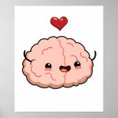 Cute Kawaii Brain Poster (Voorkant)