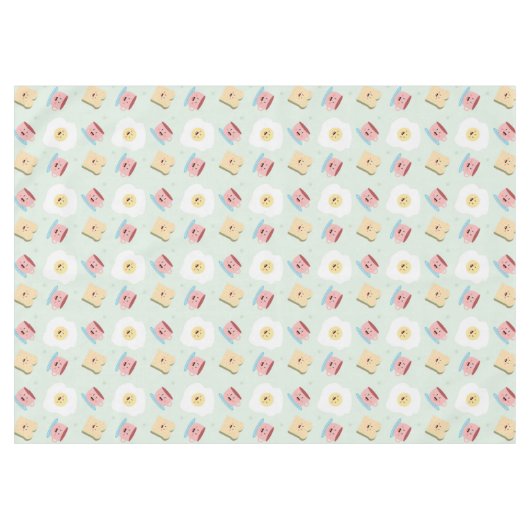 Cute Kawaii Breakfast Egg en Sandwich Pattern Tafelkleed (Voorkant (Horizontaal))