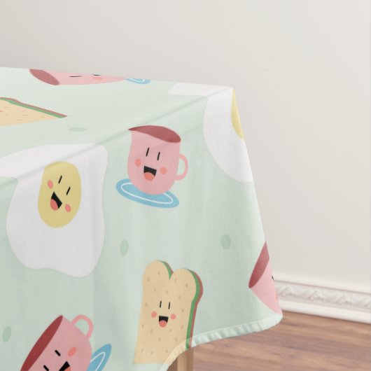 Cute Kawaii Breakfast Egg en Sandwich Pattern Tafelkleed (Voorbeeld)