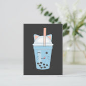 Cute Kawaii Bubble Tea Boba Milk Tea Cat Briefkaart (Staand voorkant)