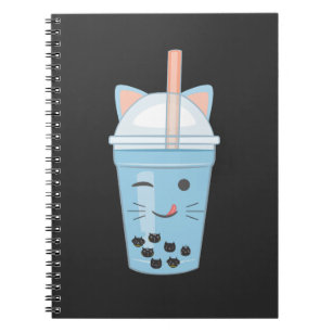Cute Kawaii Bubble Tea Boba Milk Tea Cat Notitieboek