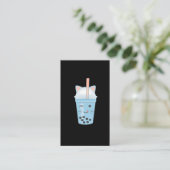 Cute Kawaii Bubble Tea Boba Milk Tea Cat Visitekaartje (Staand voorkant)