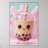 Cute Kawaii Bubble Tea Character Poster (Voorkant)
