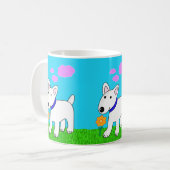 Cute Kawaii Bull Terrier Dog w Flower Mok (Voorkant links)