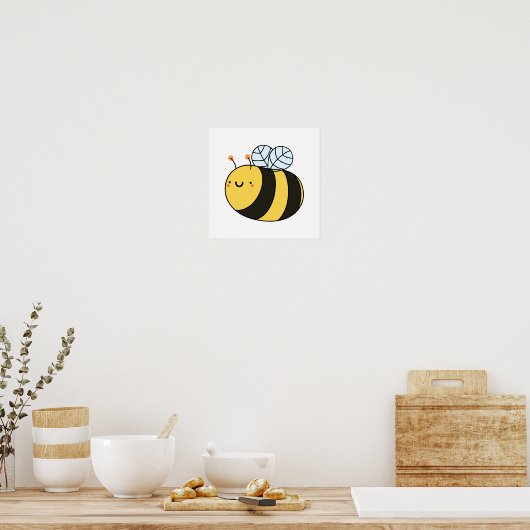Cute Kawaii Bumble Bee Poster (Keuken)