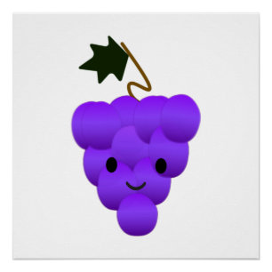 Cute Kawaii Bunch of Grapes Perfect Poster