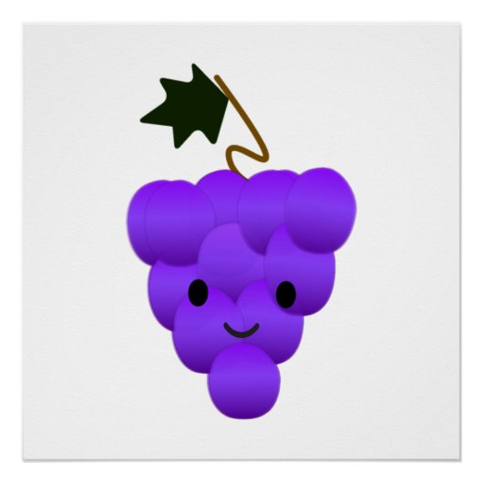 Cute Kawaii Bunch of Grapes Perfect Poster (Voorkant)