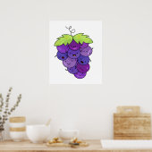Cute Kawaii Bunch Of Grapes Poster (Keuken)