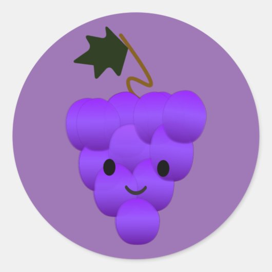 Cute Kawaii Bunch of Grapes Ronde Sticker (Voorkant)