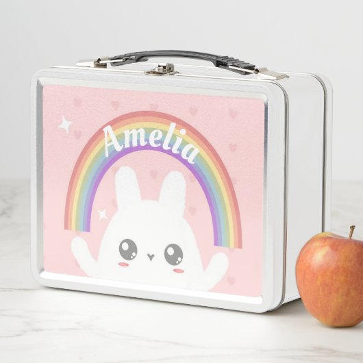 Cute Kawaii Bunny and Rainbow Personalized (In situ)