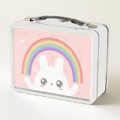 Cute Kawaii Bunny and Rainbow Personalized (Achterkant)