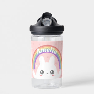 Cute Kawaii Bunny and Rainbow Personalized Waterfles