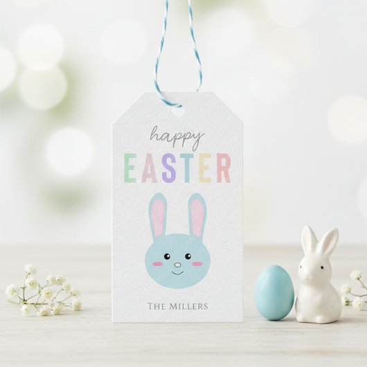 Cute Kawaii Bunny Blue Happy Easter Modern Cadeaulabel