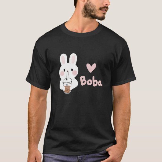 Cute Kawaii Bunny Boba Milk Tea Bubble Tea Graphic T-shirt (Voorkant)
