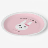 Cute Kawaii Bunny Bow Pink Birthday Celebration Papieren Bordje (Gekanteld)