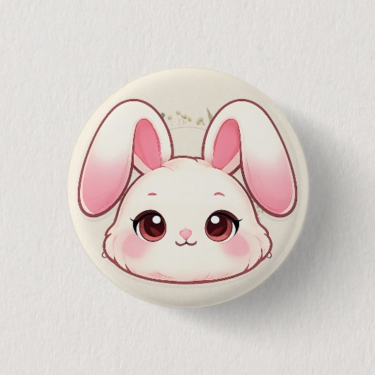 Cute Kawaii Bunny Face Button (Voorkant)