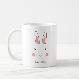 Cute Kawaii Bunny Face Custom Name Paaster Koffiemok