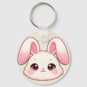Cute Kawaii Bunny Face Keychain (Voorkant)