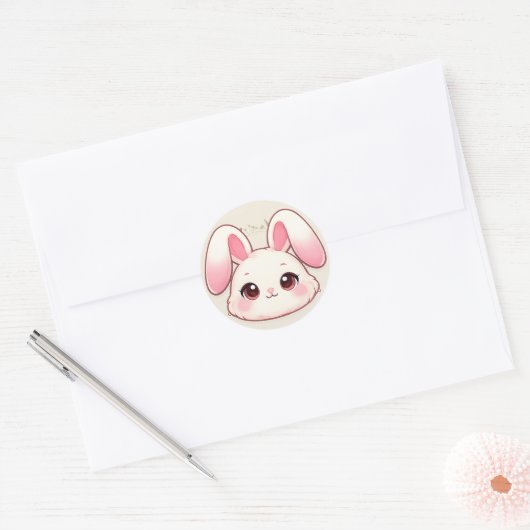 Cute Kawaii Bunny Face Sticker (Envelop)