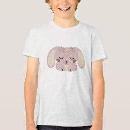 Cute Kawaii Bunny Illustration with Floral Details Tri-Blend Shirt