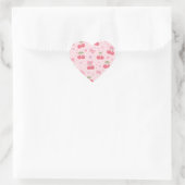 Cute Kawaii Bunny Pattern | Pink Pastel Aesthetic Hart Sticker (Tas)