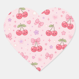 Cute Kawaii Bunny Pattern | Pink Pastel Aesthetic Hart Sticker