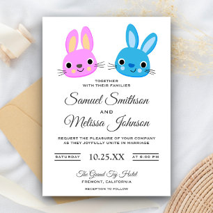 Cute Kawaii Bunny Rabbit Wedding Invitation Kaart