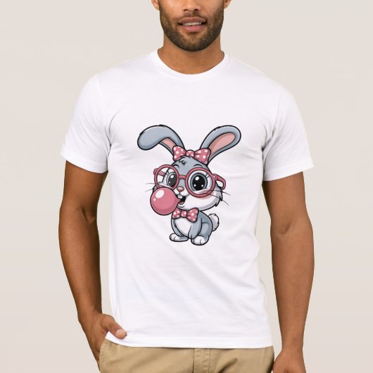 Cute Kawaii Bunny with Glasses T-shirt (Voorkant)