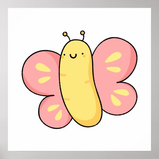 Cute Kawaii Butterfly Poster (Voorkant)
