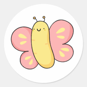 Cute Kawaii Butterfly Ronde Sticker