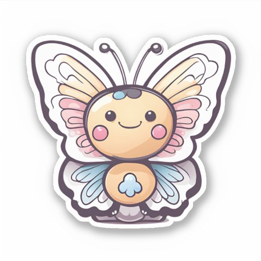Cute Kawaii Butterfly Sticker (Voorkant)