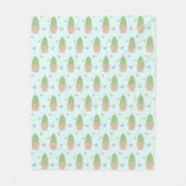 Cute Kawaii Cactus en Hearts Pattern Fleece Deken (Voorkant)