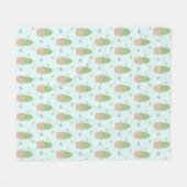 Cute Kawaii Cactus en Hearts Pattern Fleece Deken (Voorkant (Horizontaal))