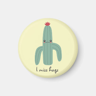 Cute Kawaii Cactus Misses Hugs Magneet