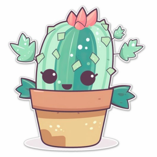 Cute kawaii cactus sticker (Voorkant)