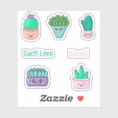 Cute Kawaii Cactuses Sticker (Vel)