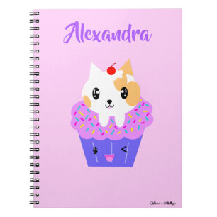 Cute Kawaii Calico Cat Cupcake Notitieboek
