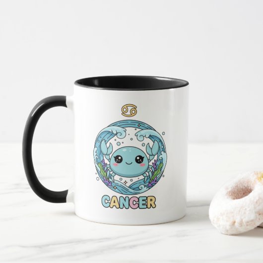 Cute Kawaii Cancer Zodiac Sign Mok (Met donut)