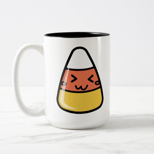 Cute Kawaii Candy Corn Tweekleurige Koffiemok (Links)