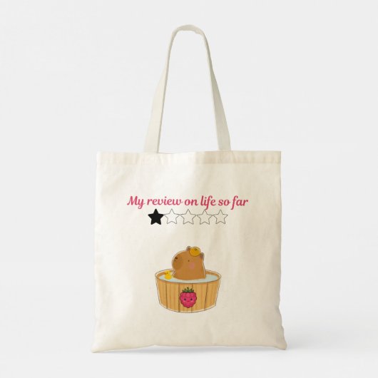 Cute kawaii capybara cartoon ontwerp tote bag (Achterkant)