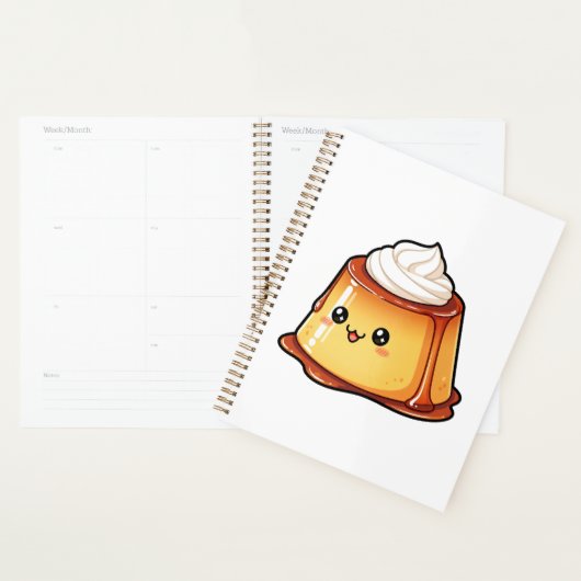 Cute Kawaii Caramel Pudding Dessert Character Planner (Display)