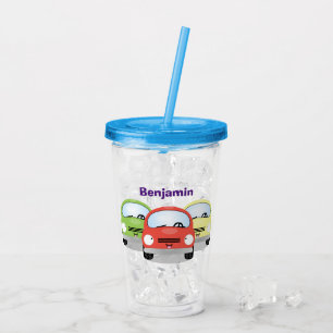 Cute kawaii cars cartoon illustratie acryl drinkbeker