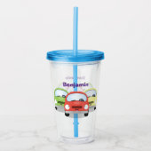 Cute kawaii cars cartoon illustratie acryl drinkbeker (Voorkant)