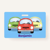 Cute kawaii cars cartoon illustratie badge (Achterkant)
